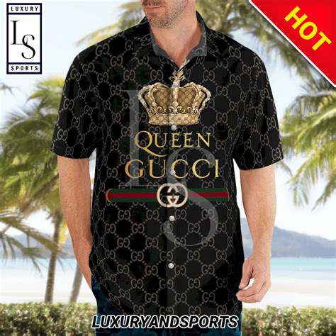 queen gucci style button down shirt|Gucci hawaiian shirt.